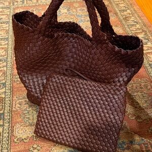 Elegant Brown Woven Tote Bag